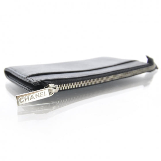Caviar Zip Around Pouch Wallet Black
