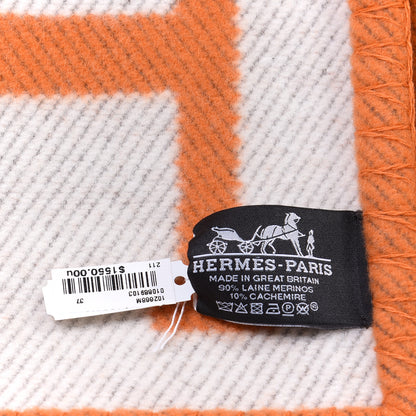 Hermes Wool Cashmere Avalon Blanket Ecru Potiron 3 of 3