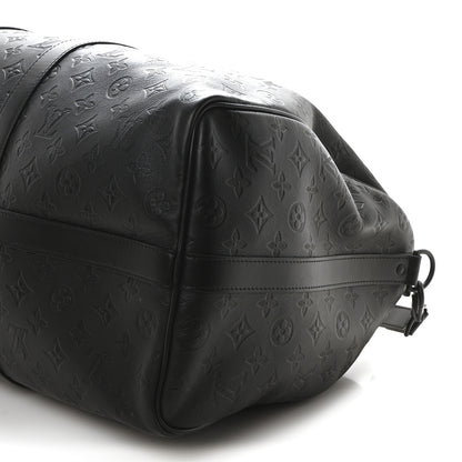 Louis Vuitton Calfskin Shadow Monogram Keepall Bandouliere 50 Black 9 of 9