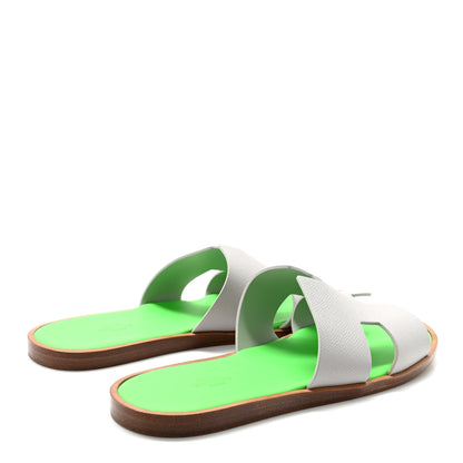 Hermes Epsom Mens Izmir Sandals 42 Gris Quartz Vert Fluo 5 of 10