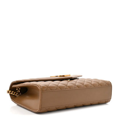 Saint Laurent Lambskin Mixed Matelasse Triquilt Medium Monogram Satchel Dark Cork 4 of 14