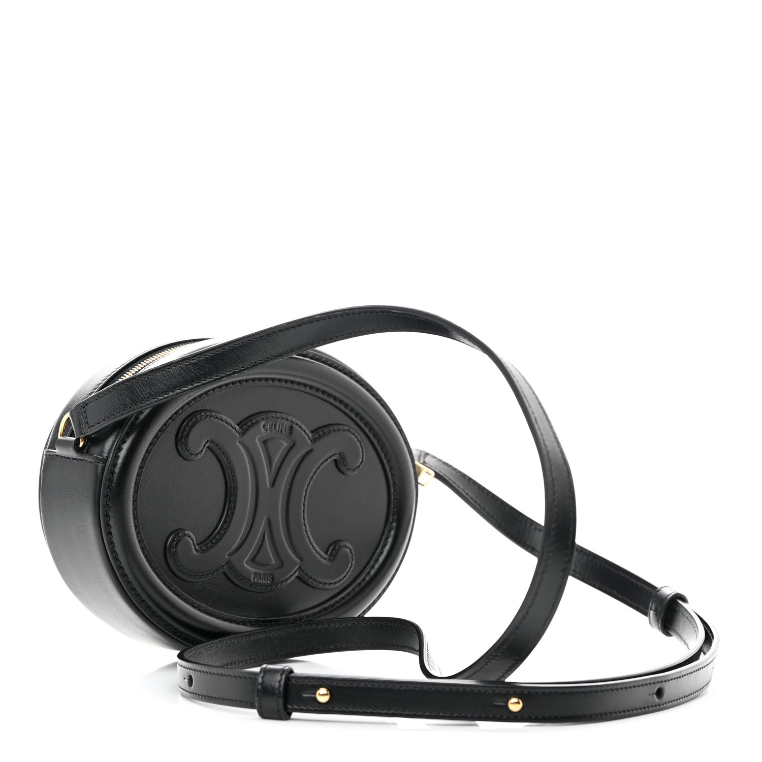 Celine Smooth Calfskin Cuir Triomphe Oval Bag Black 3 of 11