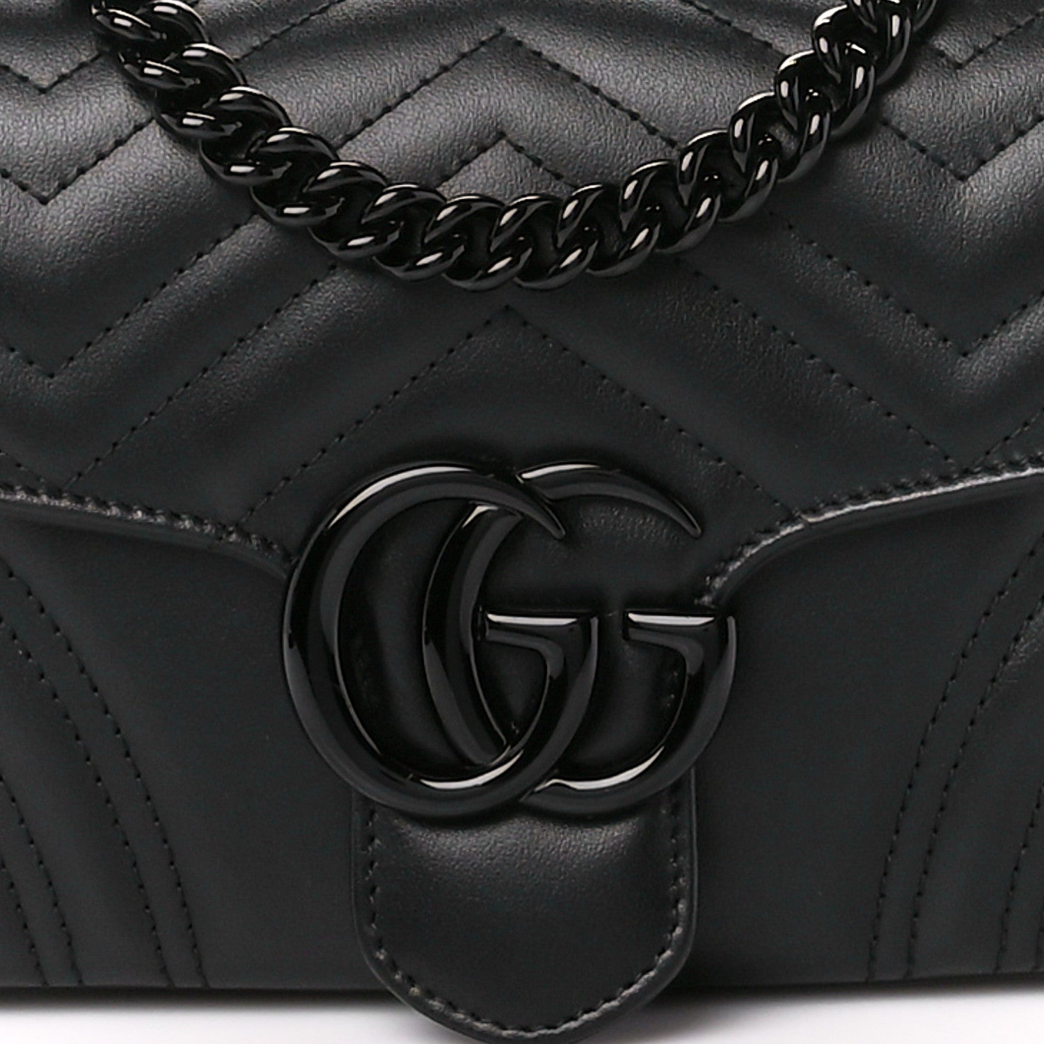 Gucci Calfskin Matelasse Monochrome GG Marmont Crossbody Shoulder Bag Black 9 of 12