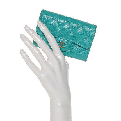 Chanel Caviar Quilted Flap Card Holder Turquoise 2 of 8