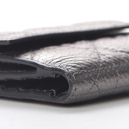 Christian Dior Metallic Grained Calfskin Cannage Lady Dior French Wallet Gunmetal 10 of 11