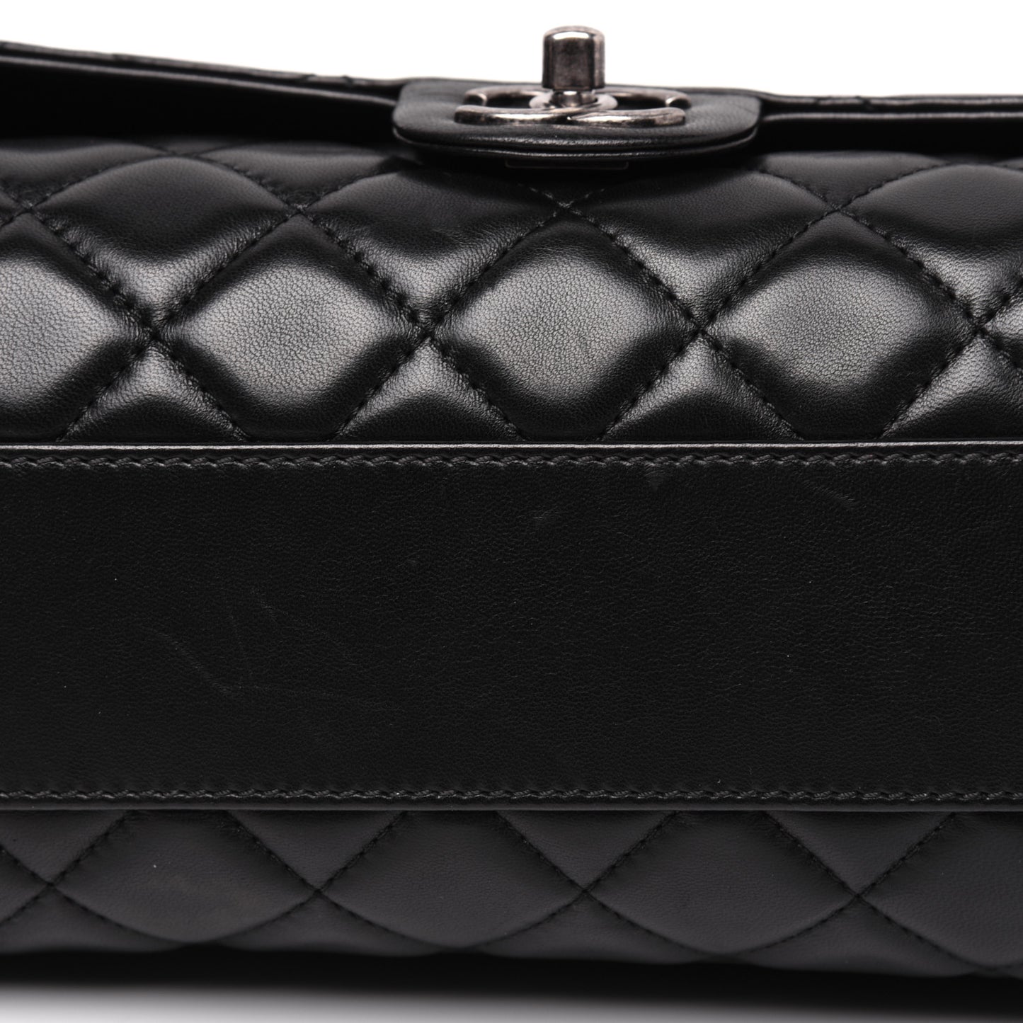 Lambskin Quilted Jumbo Grocery By Chanel Drawstring Shopping Bag Black