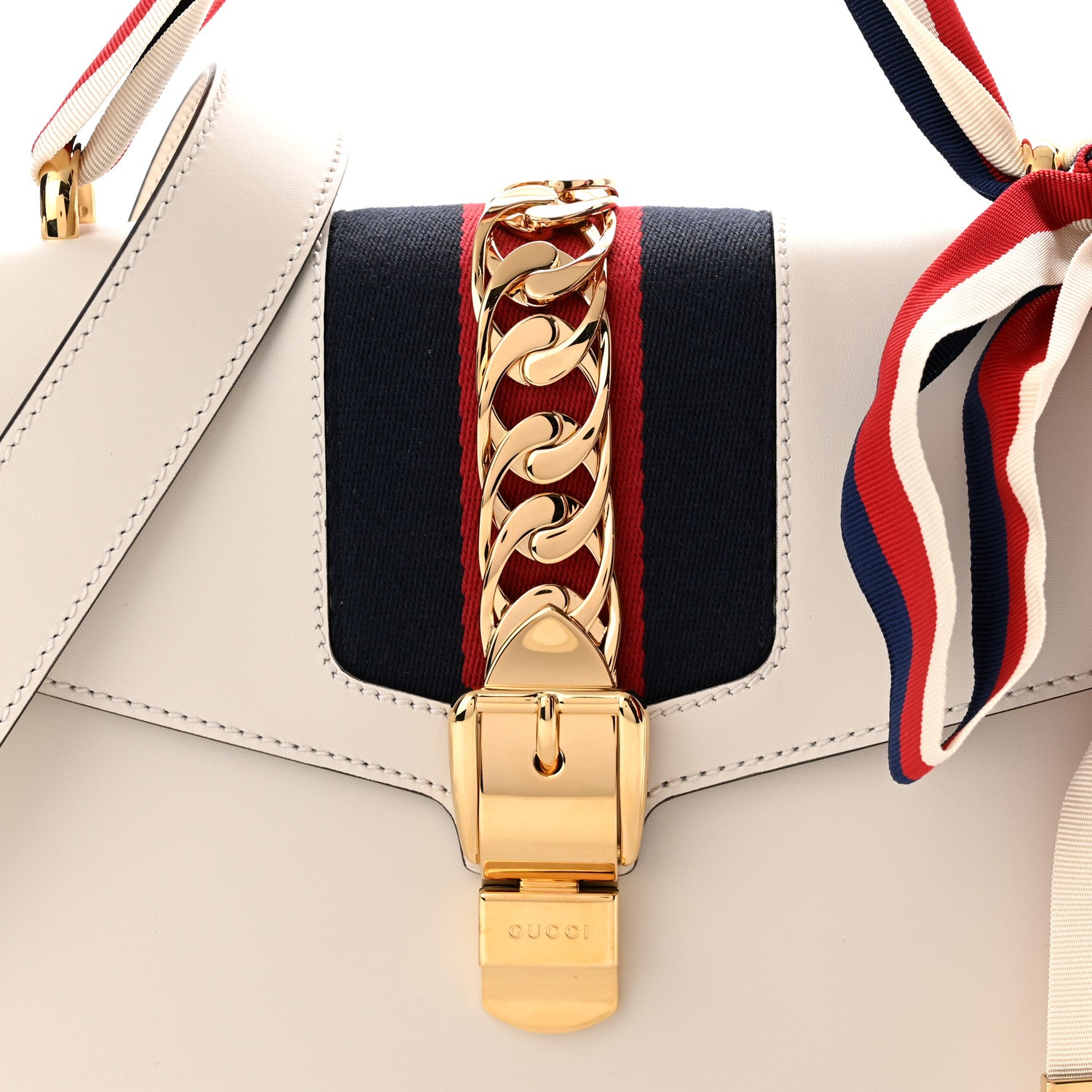 Gucci Calfskin Small Sylvie Shoulder Bag Off White 8 of 10