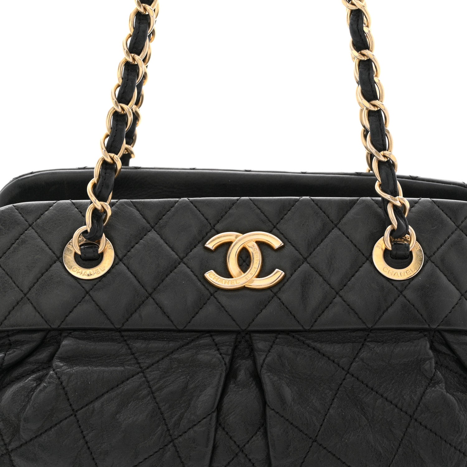 Chanel Iridescent Calfskin Chic Quilt Bowling Bag Black 8 of 12