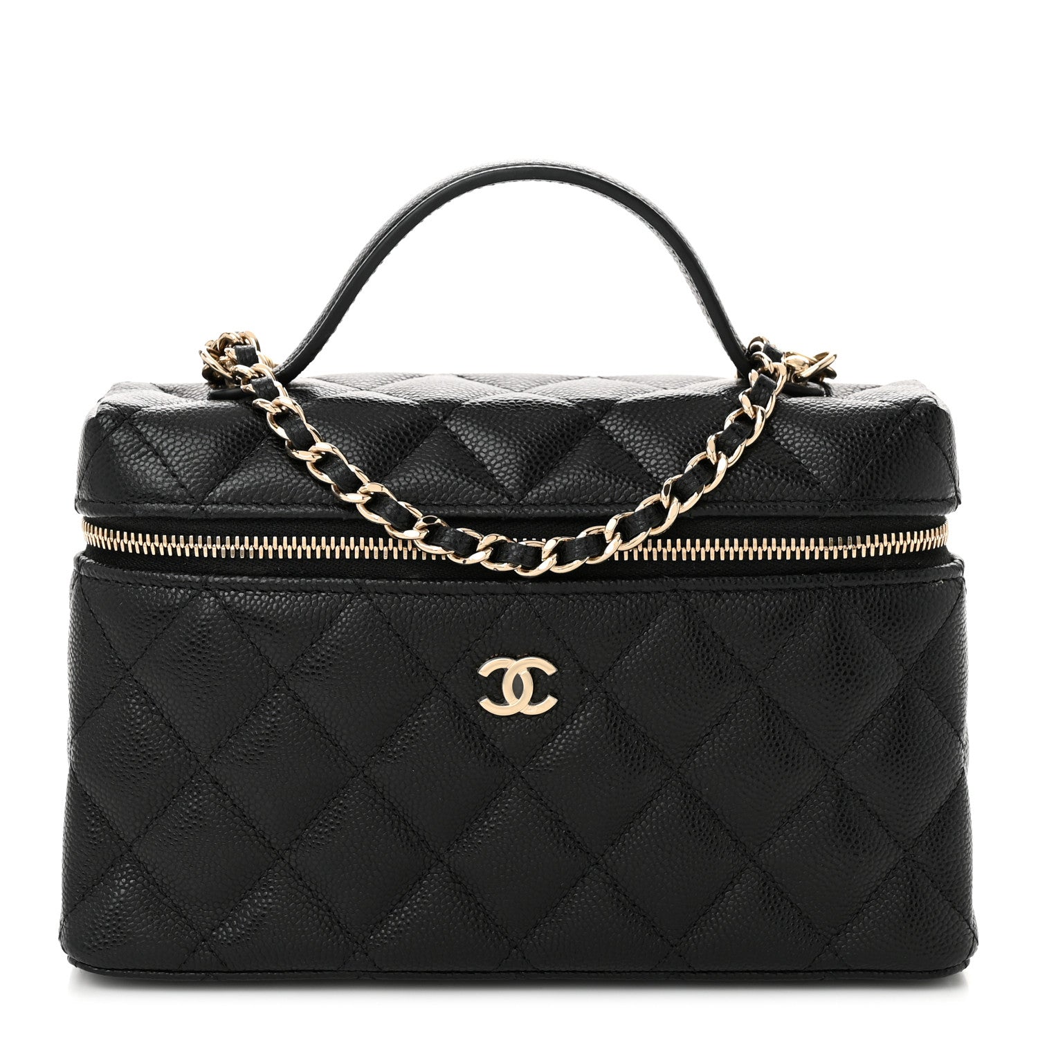 Chanel Caviar Quilted Top Handle Slim Vanity With Chain Black 1 of 11