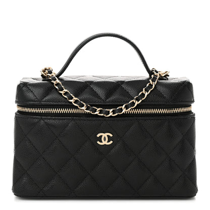Chanel Caviar Quilted Top Handle Slim Vanity With Chain Black 1 of 11