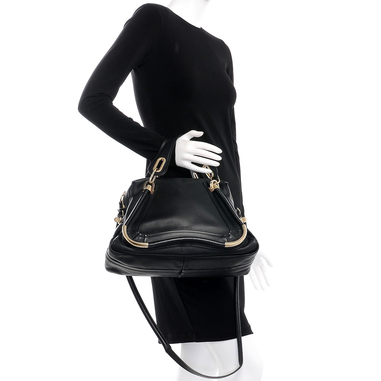 Chloe Calfskin Medium Paraty Metal Bar Trim Black 3 of 8