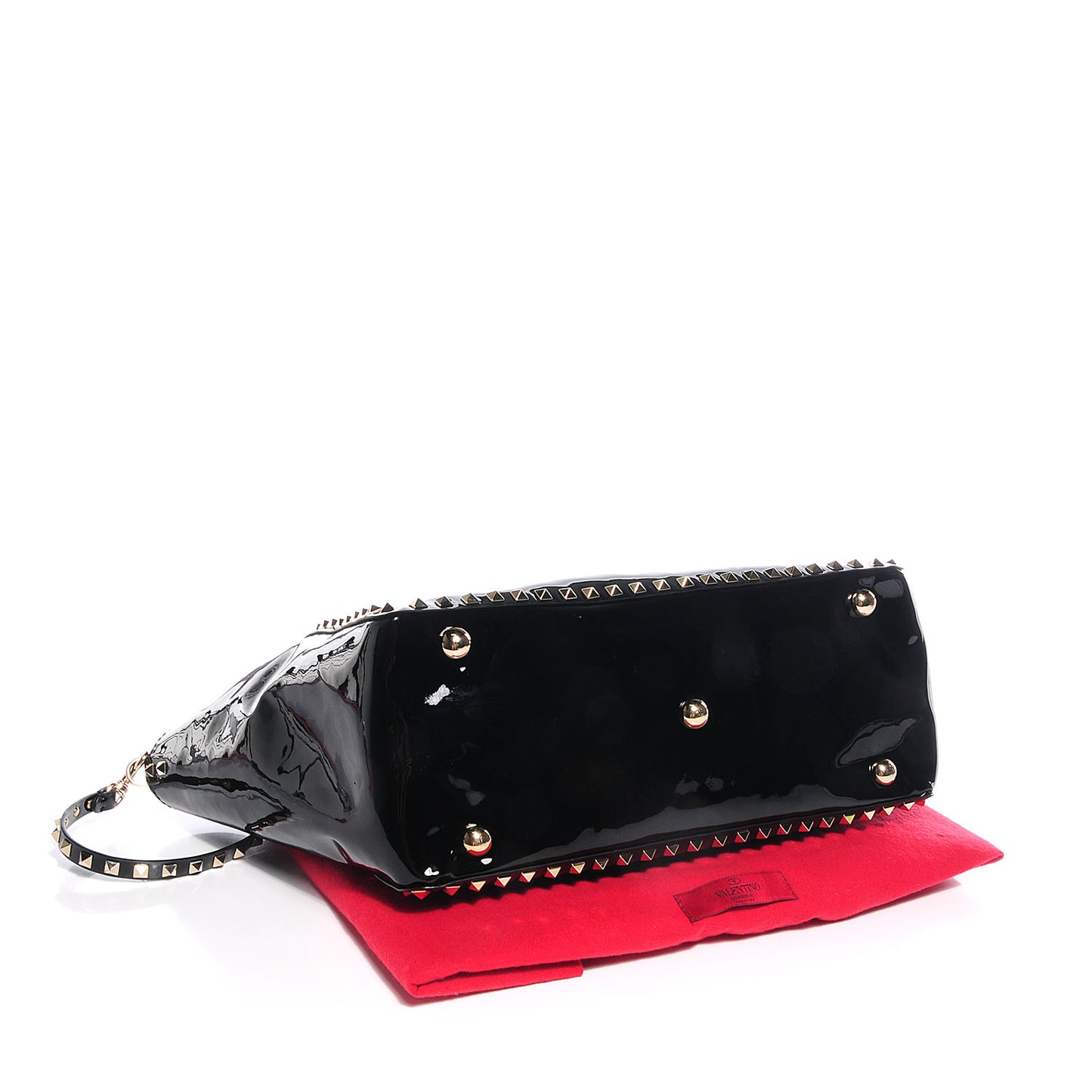 Patent Medium Rockstud Tote Black