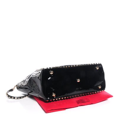 Valentino Garavani Patent Medium Rockstud Tote Black 4 of 9