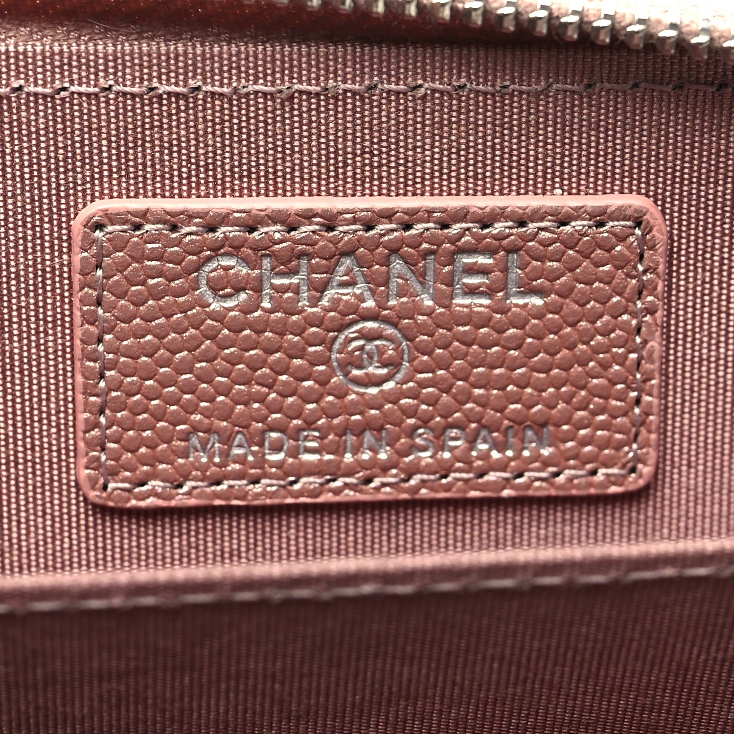 Chanel Metallic Caviar Chevron Quilted Vintage Mademoiselle Zip Coin Purse Pink 6 of 10
