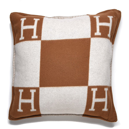 Hermes Wool Cashmere Avalon Pillow GM Ecru Camel 3 of 5