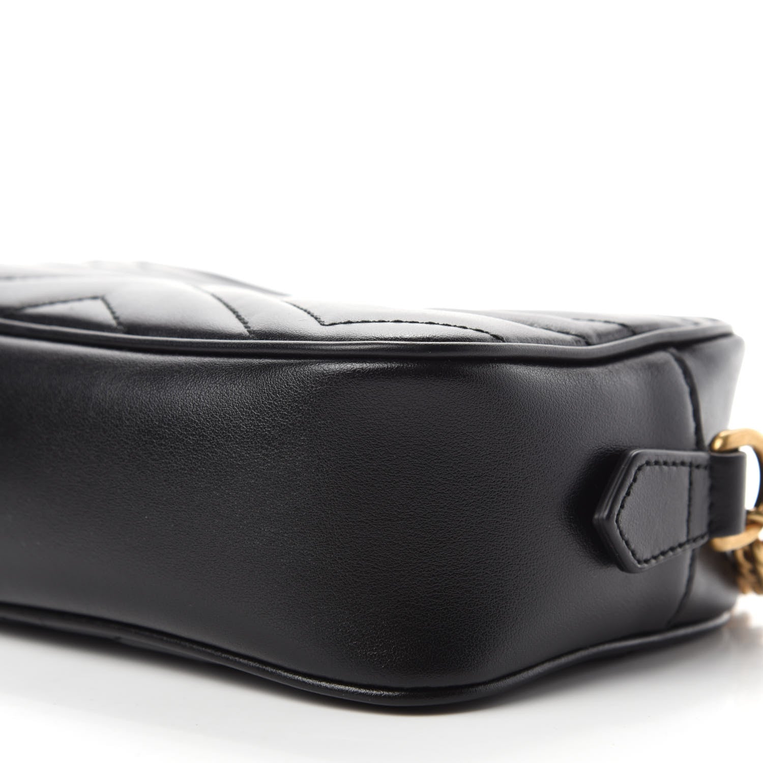 Gucci Calfskin Matelasse Mini GG Marmont Chain Shoulder Bag Black 7 of 11