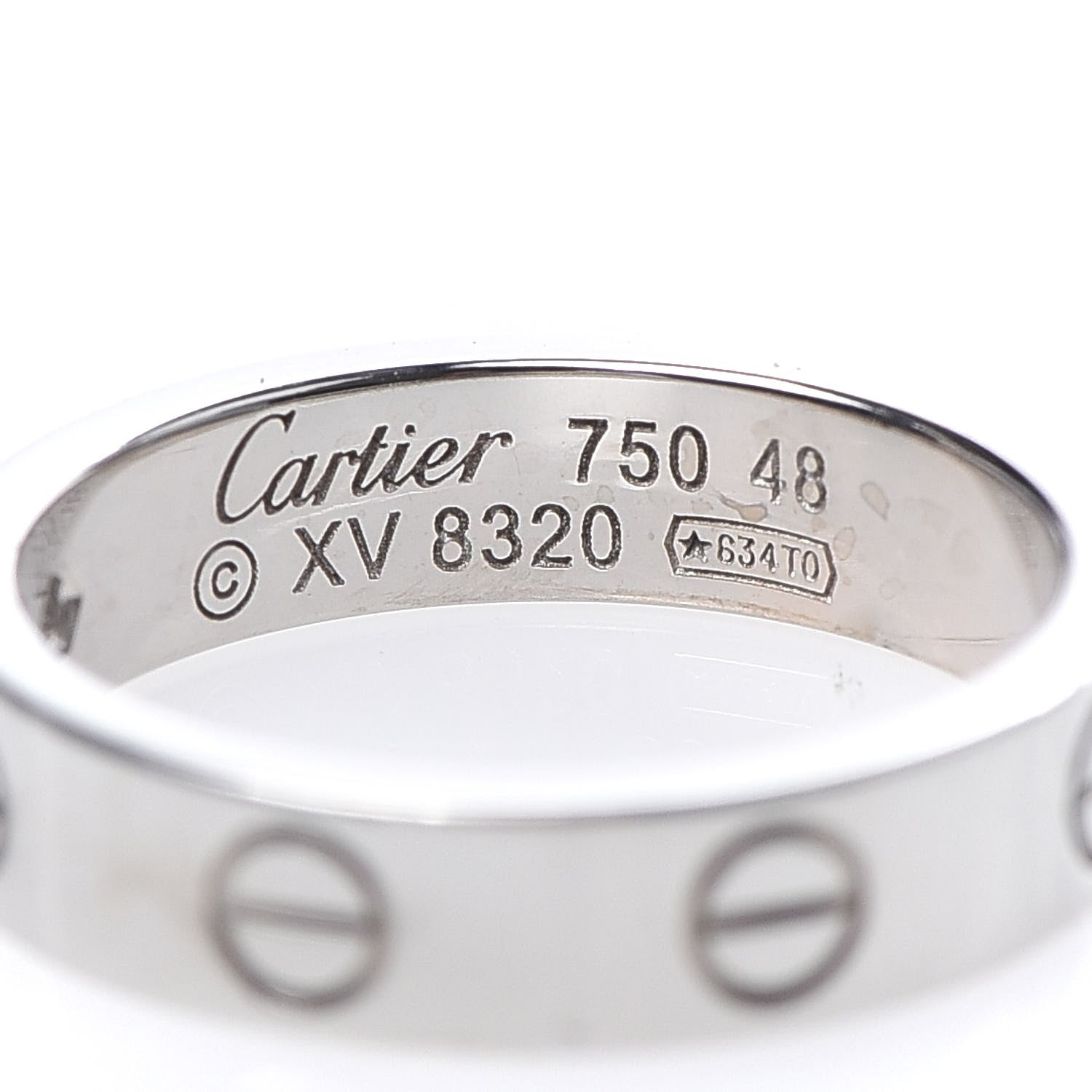Cartier 18K White Gold Diamond 4mm LOVE Wedding Band Ring 48 4.5 4 of 5