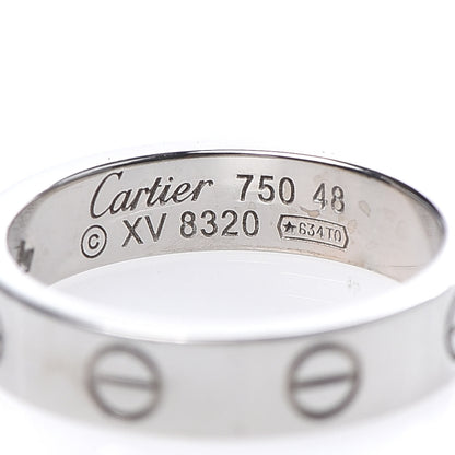Cartier 18K White Gold Diamond 4mm LOVE Wedding Band Ring 48 4.5 4 of 5