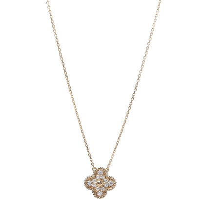 Van Cleef & Arpels 18K Yellow Gold Diamond Vintage Alhambra Pendant Necklace 1 of 9