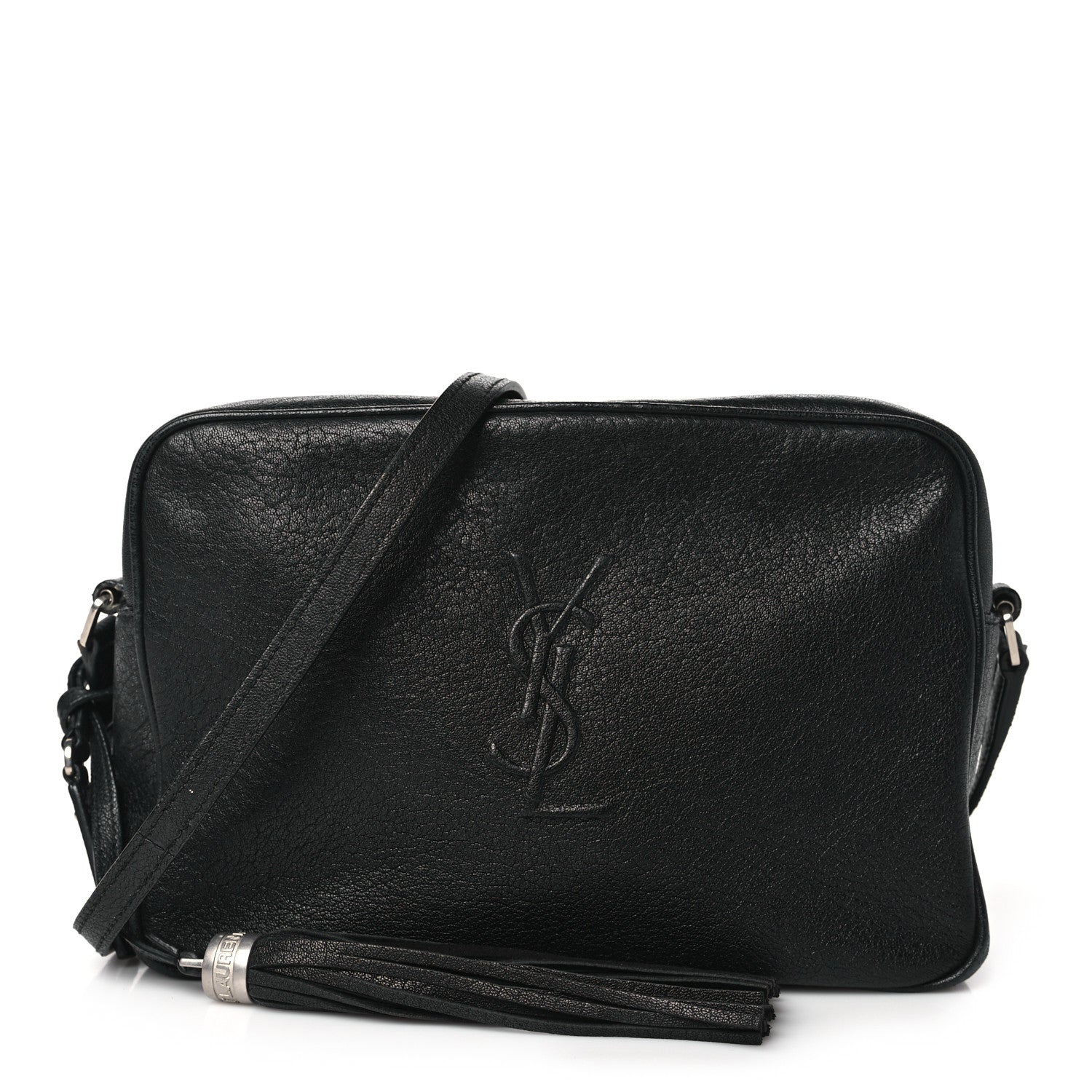 Saint Laurent Lambskin Monogram Embossed Small Lou Camera Bag Black 1 of 14