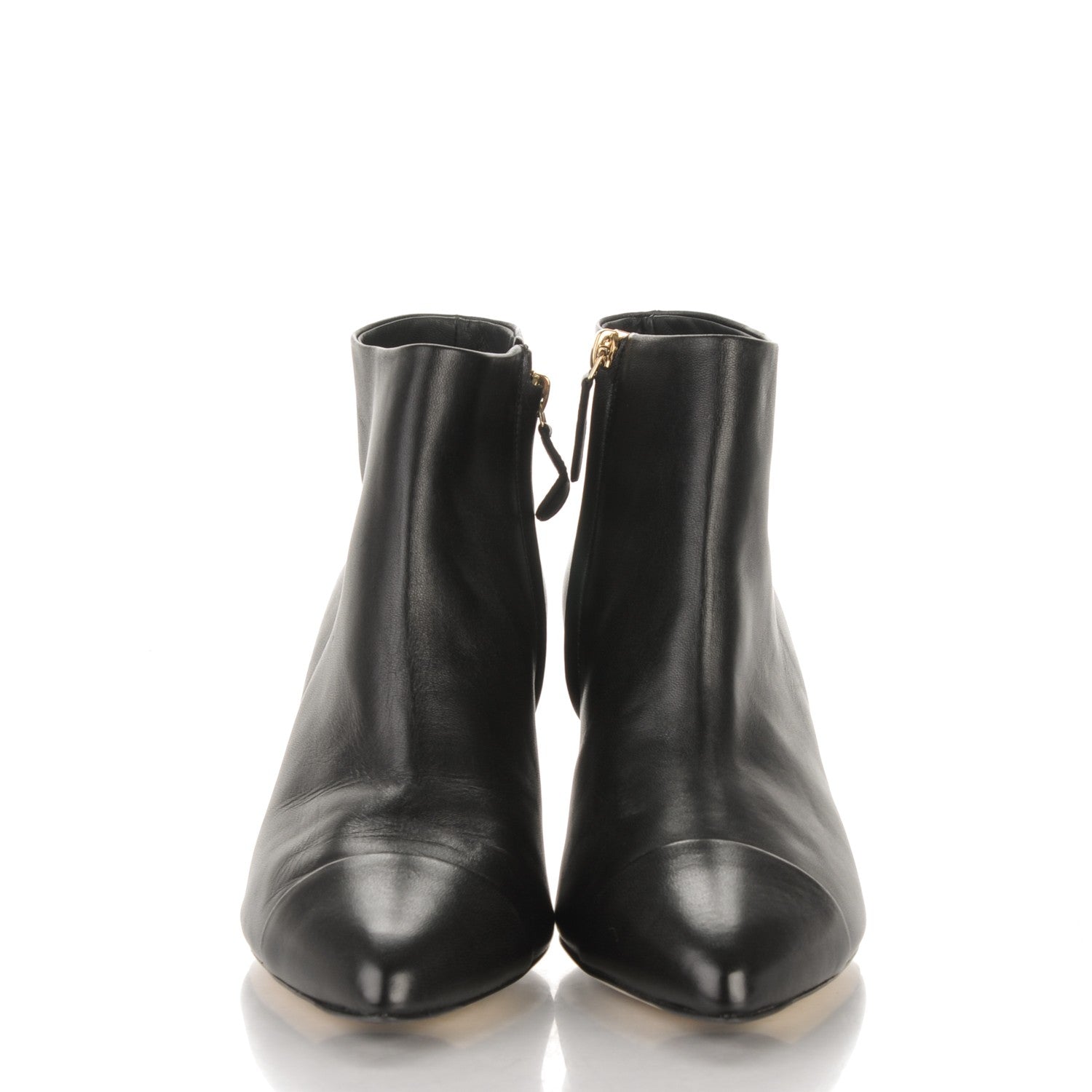 Chanel Calfskin Cap Toe Pearl Ankle Boots 38.5 Black 2 of 8
