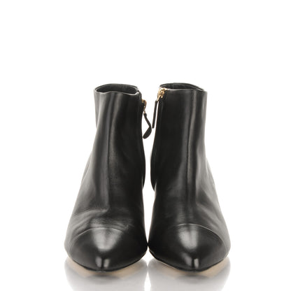 Chanel Calfskin Cap Toe Pearl Ankle Boots 38.5 Black 2 of 8