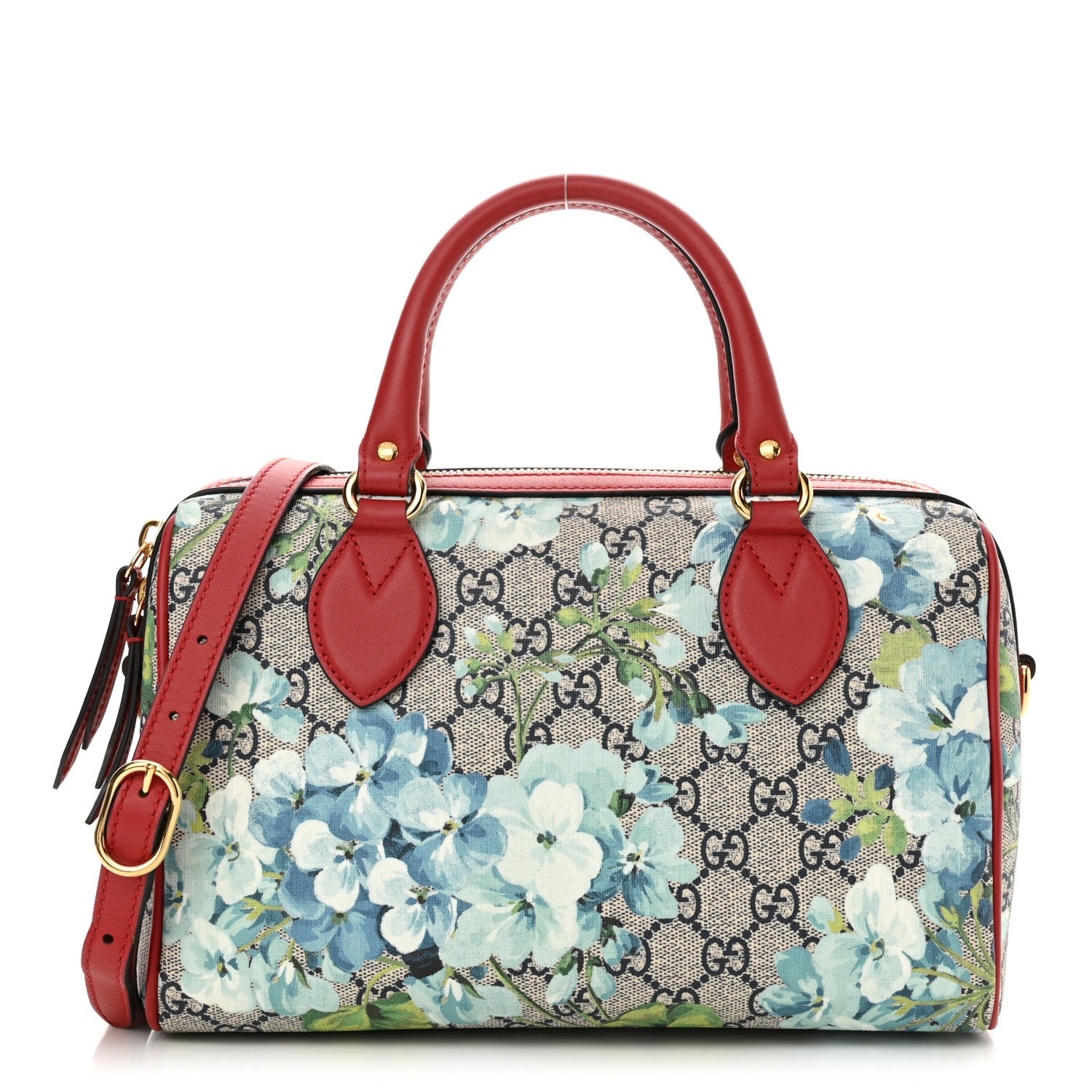 Gucci GG Supreme Monogram Blooms Small Boston Beige Blue Navy Hibiscus Red 1 of 11
