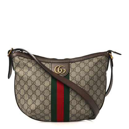 Gucci GG Supreme Monogram Web Small Ophidia Half Moon Hobo Brown 1 of 9