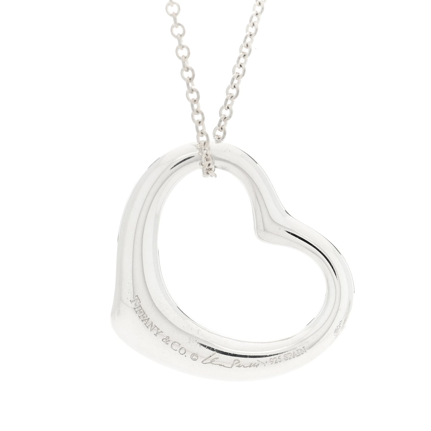 Sterling Silver 27mm Elsa Peretti Open Heart Pendant Necklace