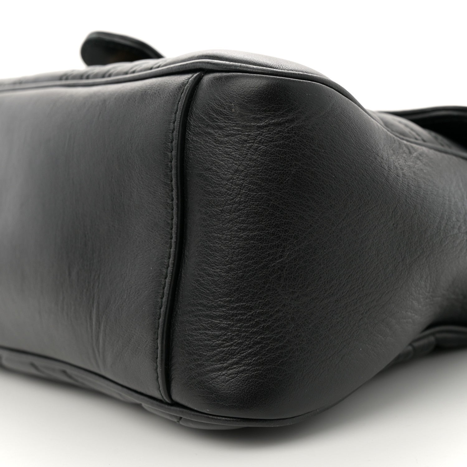 Gucci Calfskin Matelasse Small GG Marmont Top Handle Shoulder Bag Black 10 of 11