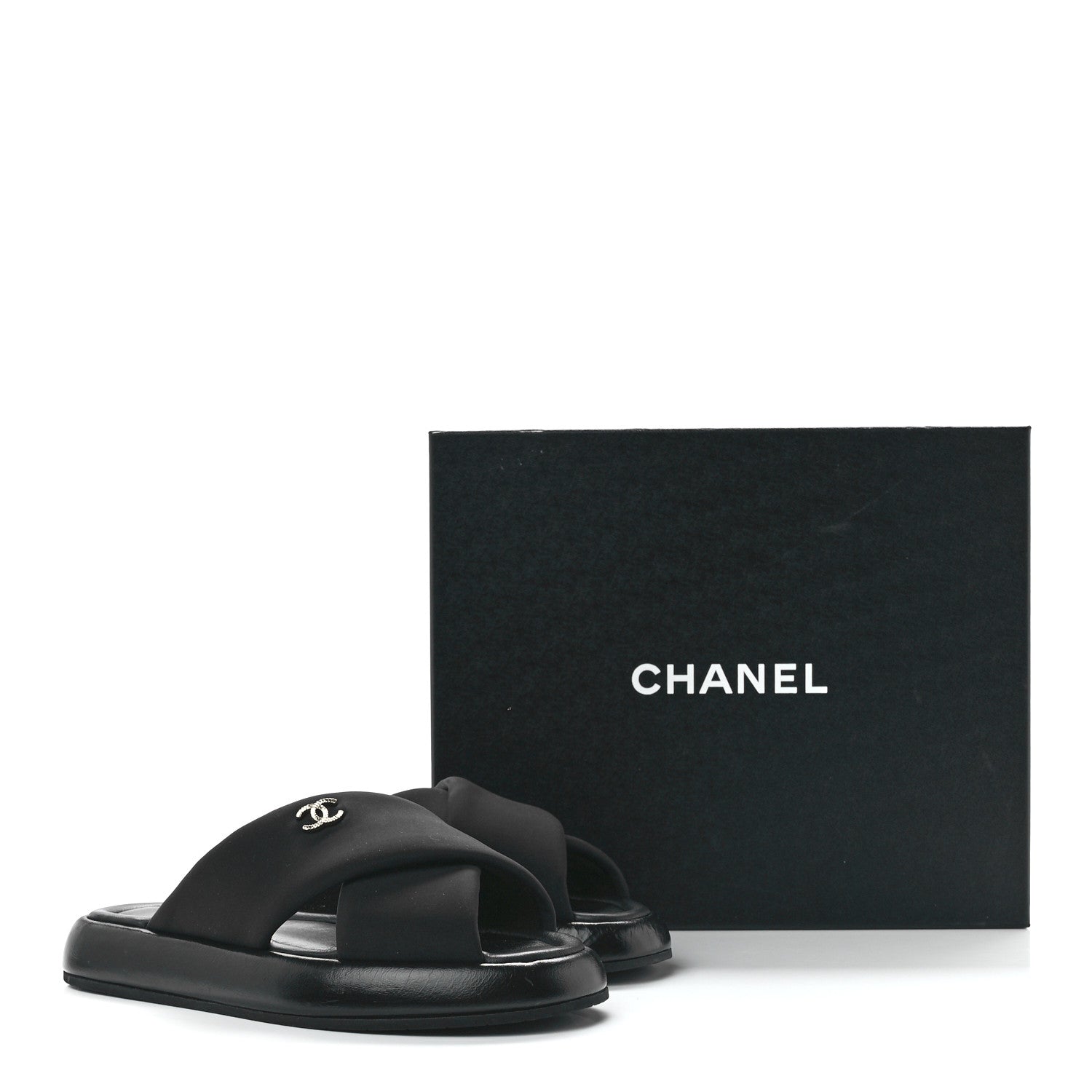 Chanel Fabric CC Mules Sandals 36 Black 9 of 9