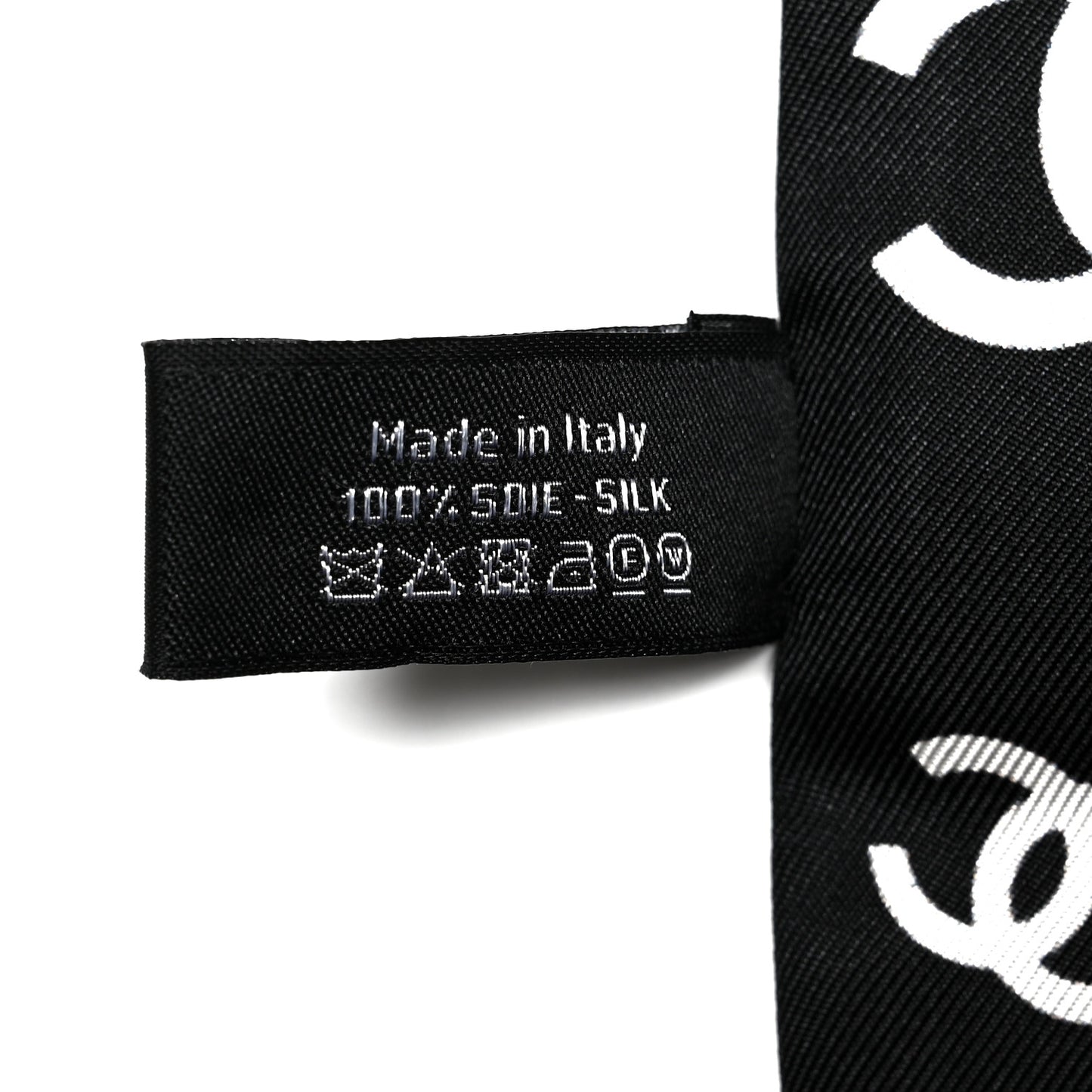 Silk CC Slim Bandeau Scarf Black White