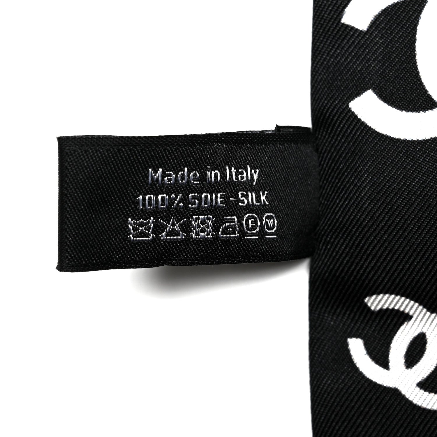 Chanel Silk CC Slim Bandeau Scarf Black White 4 of 4