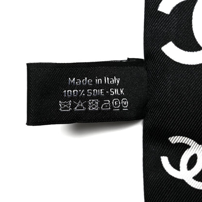 Chanel Silk CC Slim Bandeau Scarf Black White 4 of 4