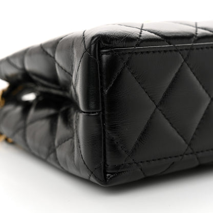 Chanel Shiny Aged Calfskin Quilted Nano Kelly Shopper Black 9 of 10
