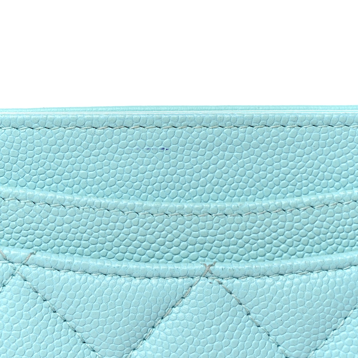 Caviar Quilted Card Holder Light Blue