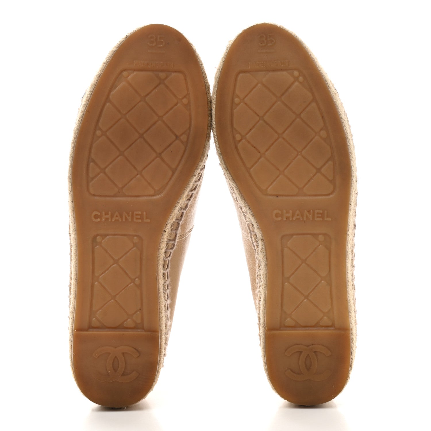Chanel Lambskin CC Espadrilles 35 Beige Black 5 of 13