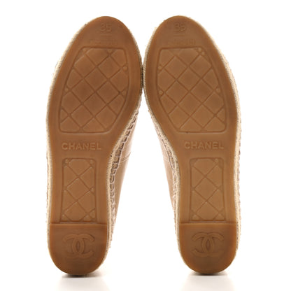 Chanel Lambskin CC Espadrilles 35 Beige Black 5 of 13