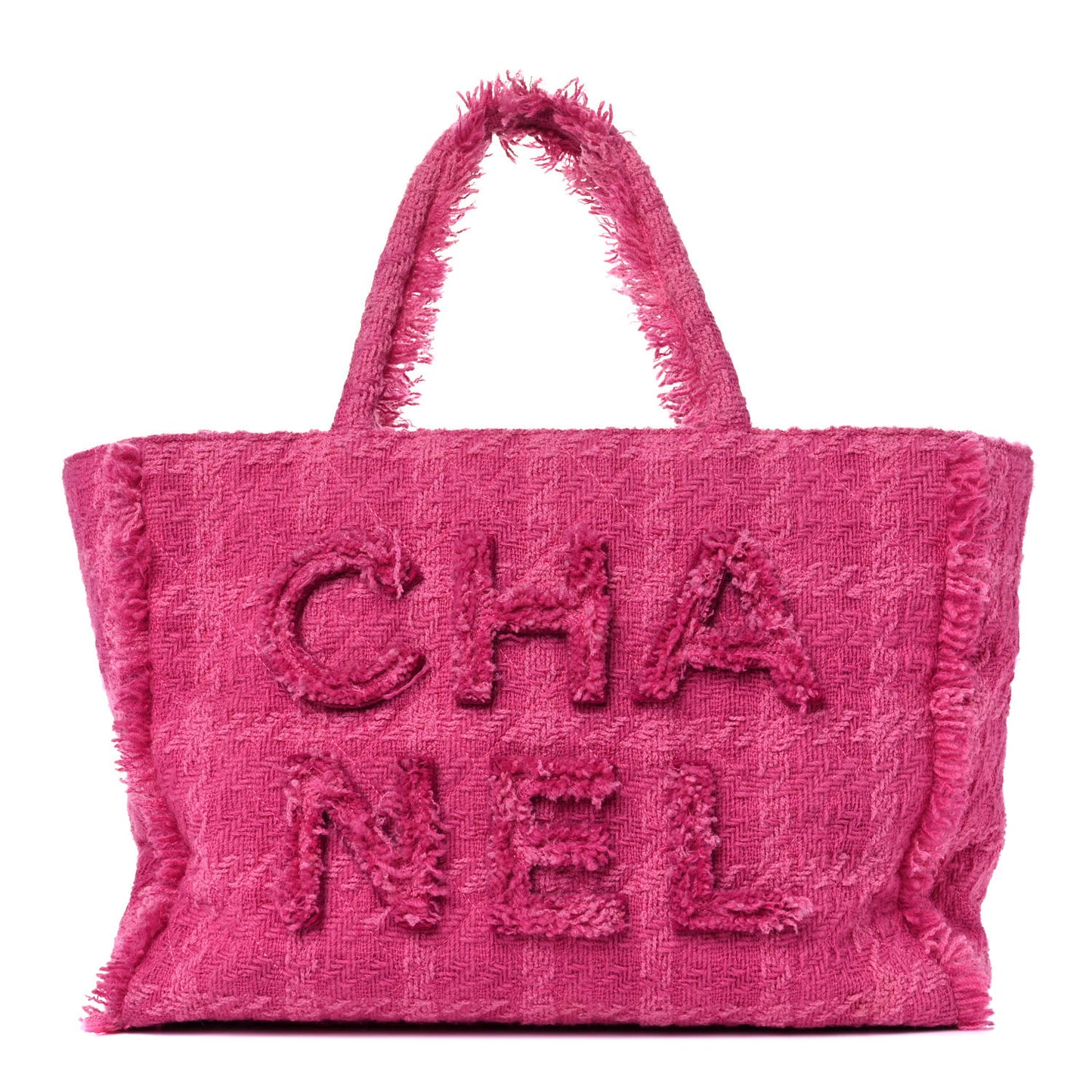 Wool Tweed Large Zipped Shopping Tote Pink