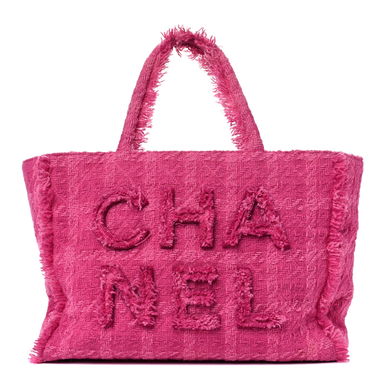 Chanel Wool Tweed Large Zipped Shopping Tote Pink 1 of 14