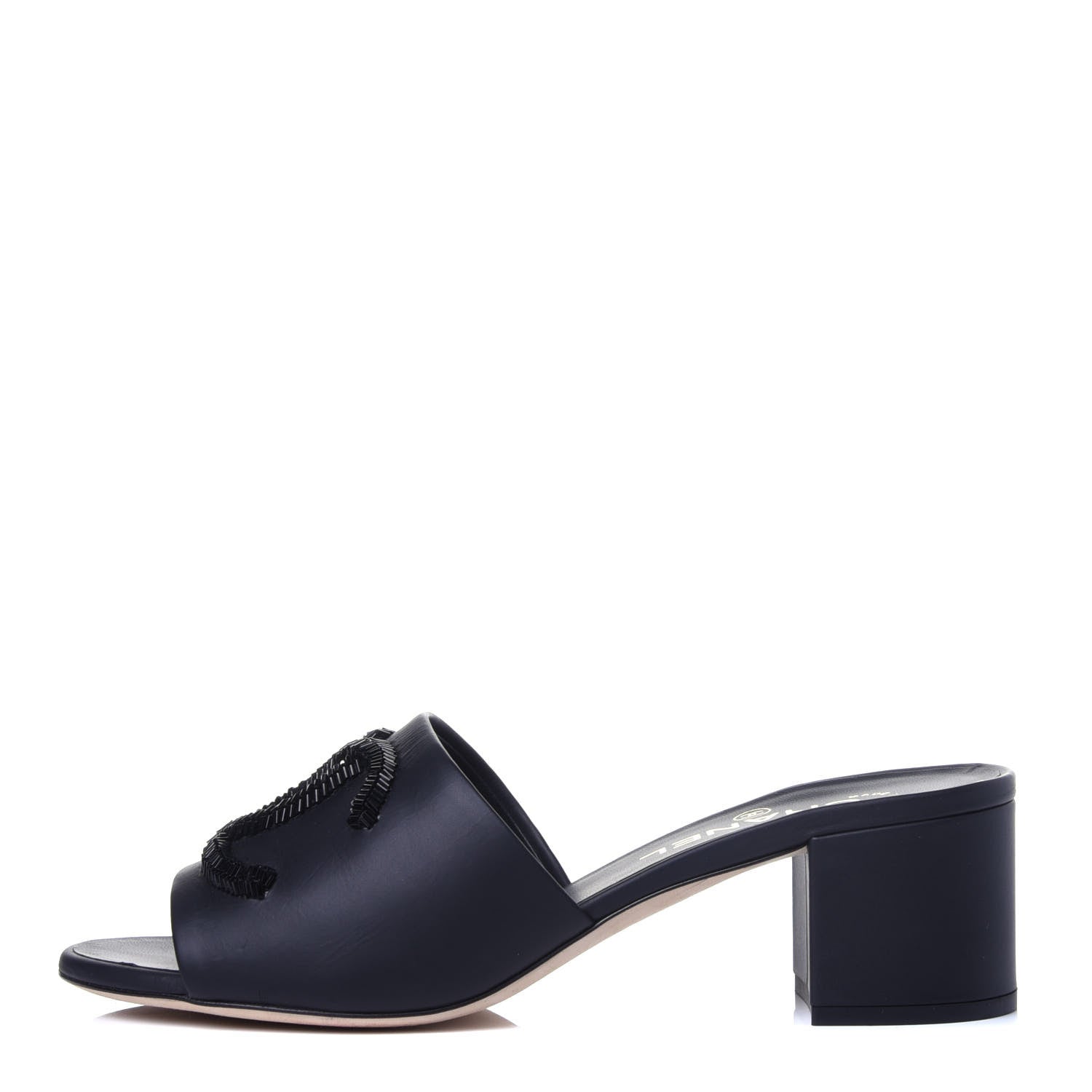 Chanel Lambskin Beaded CC Mule Sandal 38 Black 1 of 12