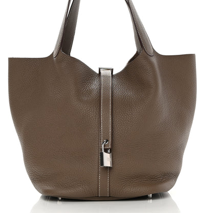 Hermes Taurillon Clemence Picotin Lock 26 GM Etoupe 8 of 10