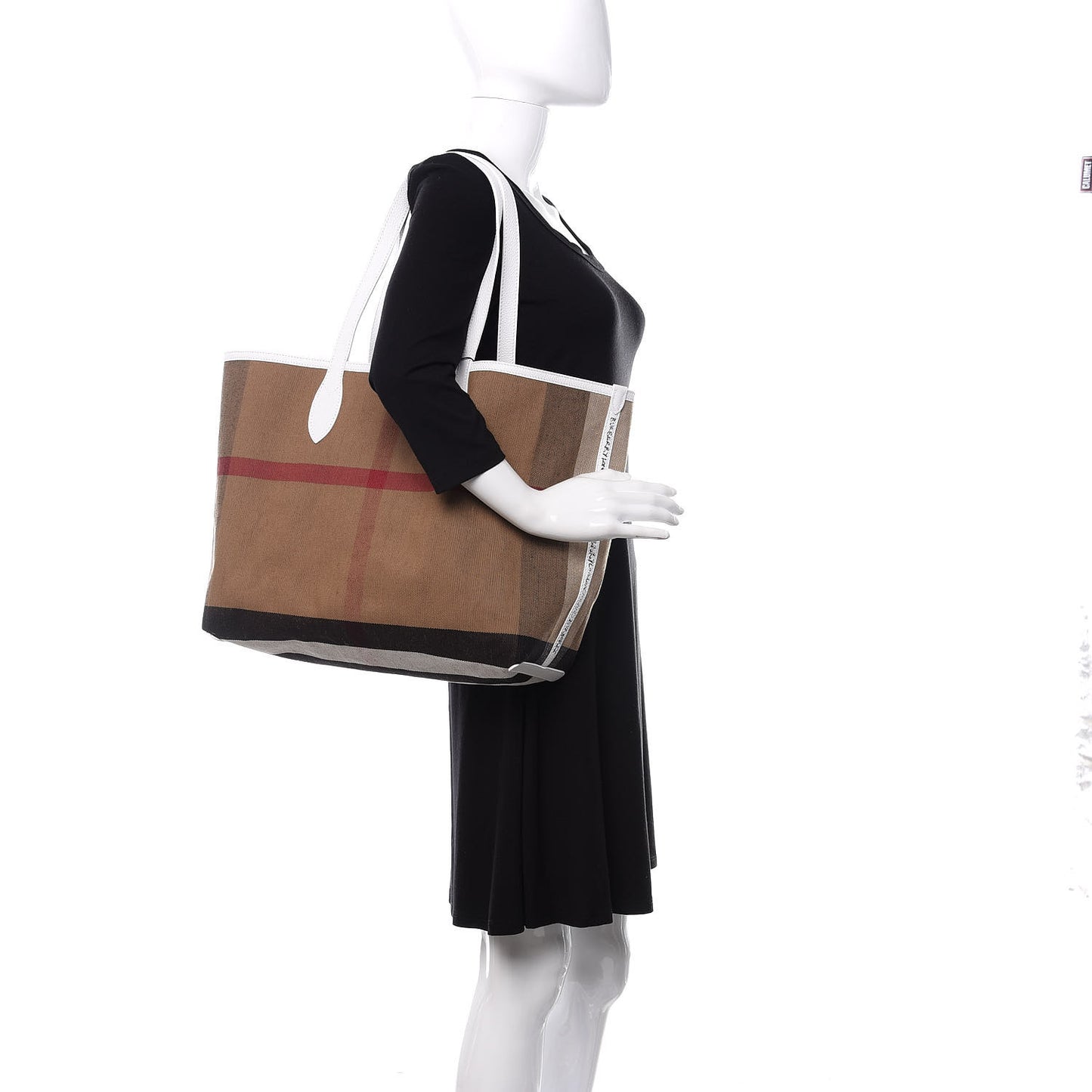 Coated Canvas Mega Check Medium Doodle Tote White