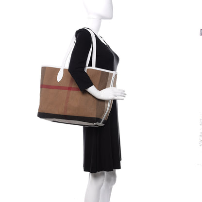 Burberry Coated Canvas Mega Check Medium Doodle Tote White 2 of 12