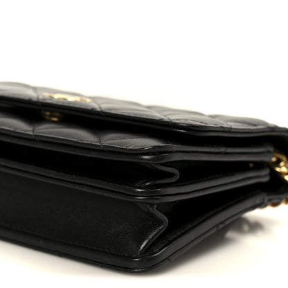 Chanel Lambskin Quilted CC Pearl Enamel Clutch on Chain WOC Black 11 of 11