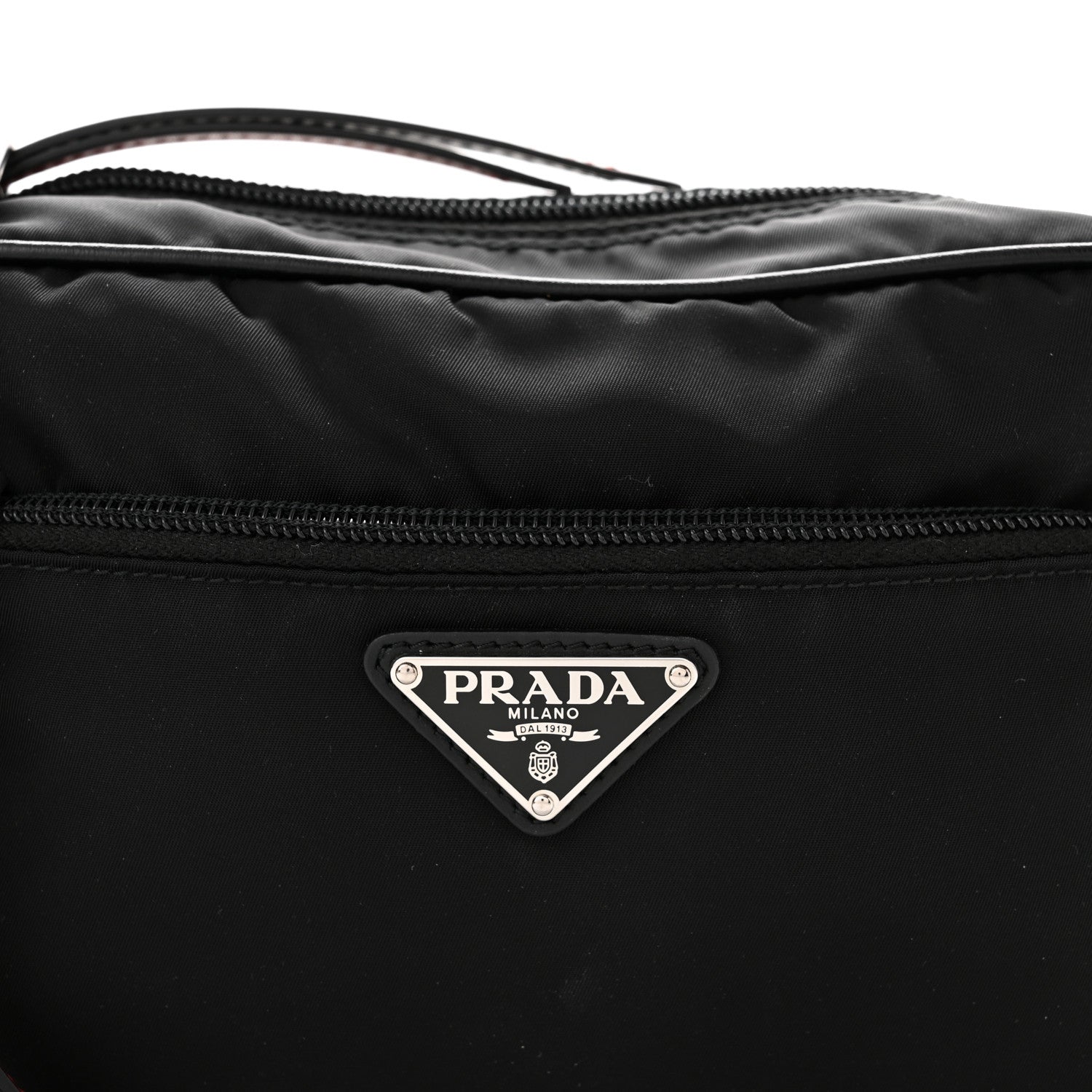 Prada Tessuto Nylon Studded New Vela Shoulder Bag Black Fuoco 8 of 10