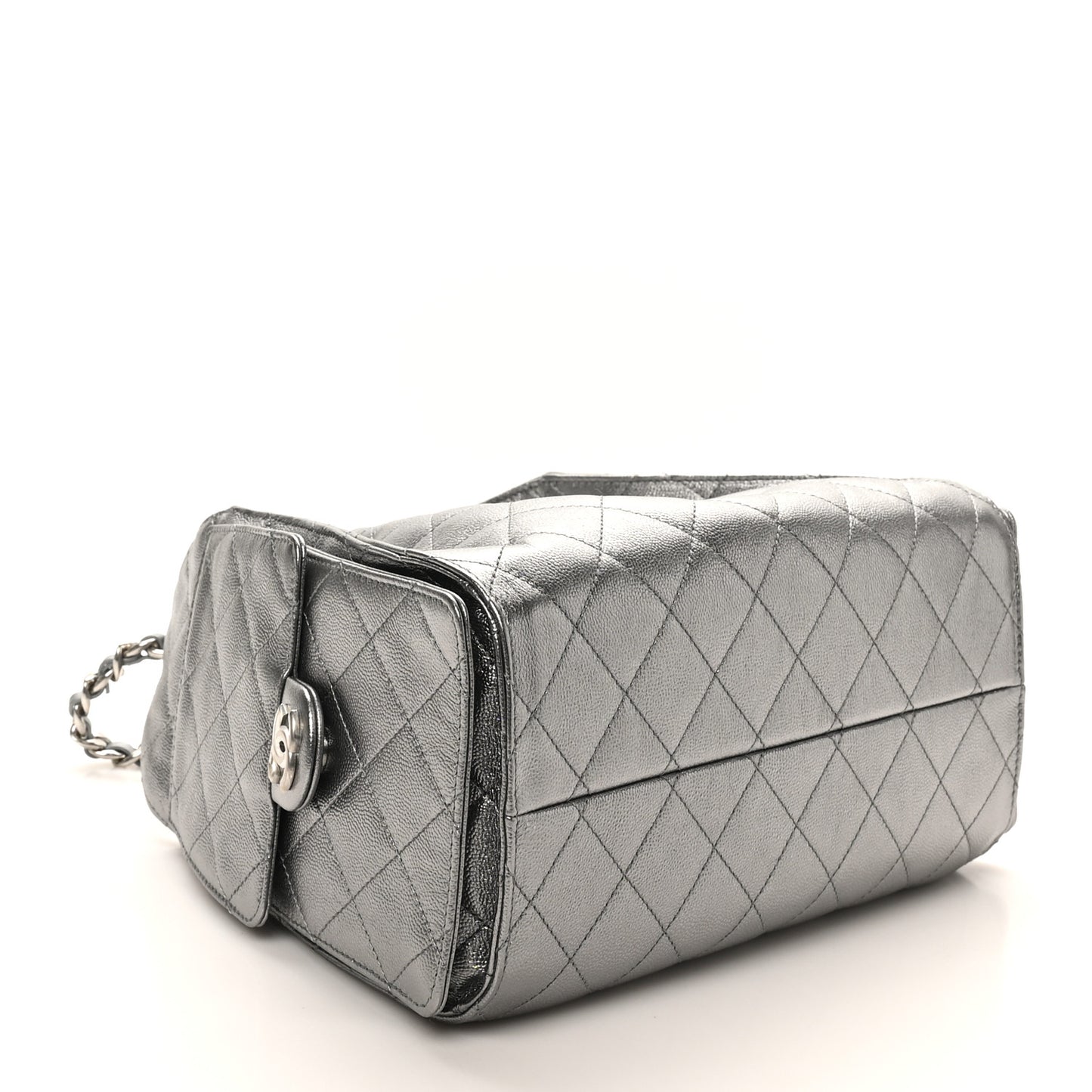 Metallic Caviar Quilted Small Chanel 25 Handbag Anthracite