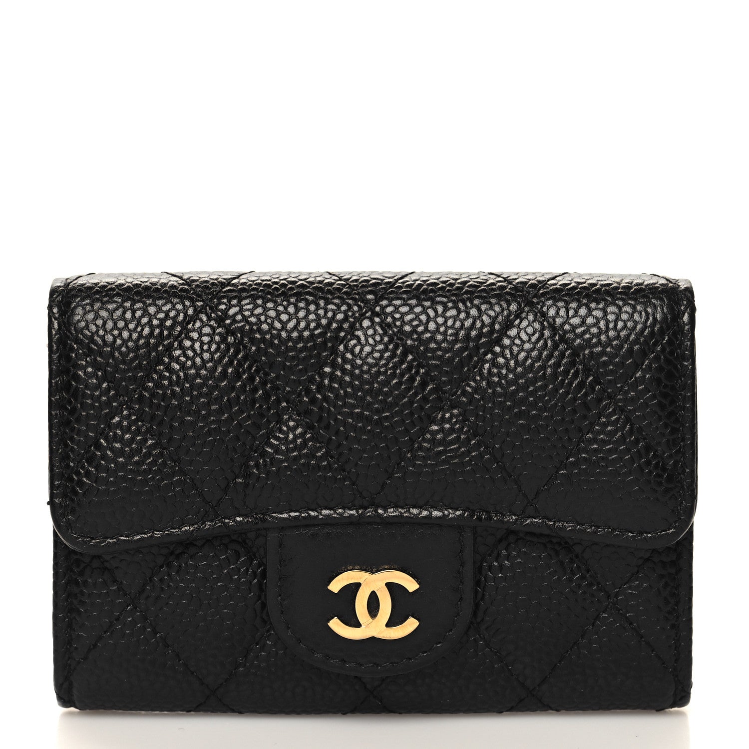 Chanel Caviar Quilted Flap Card Holder Wallet Black 1 of 9