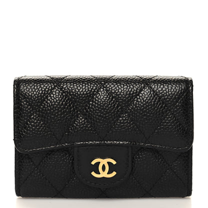 Chanel Caviar Quilted Flap Card Holder Wallet Black 1 of 9