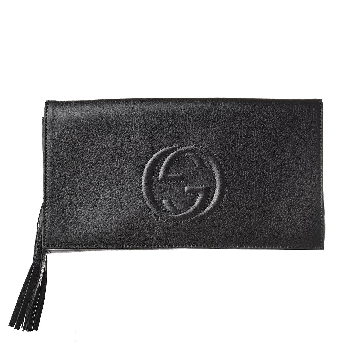 Pebbled Calfskin Medium Soho Clutch Black